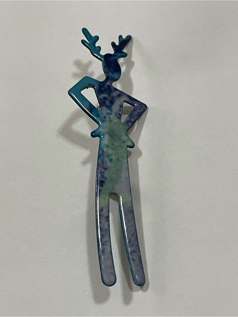 Vintage Enamel Shaman Deer Person Attitude Person Pin #6149